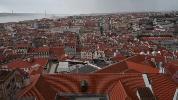 Panorámás Kilátás Lisszabonra Felülről — Stock videók