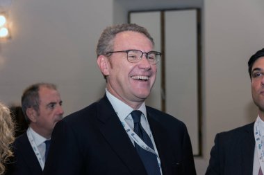 Milano, İtalya - 6 Kasım 2017 - Görüntü G7 'nin en önemli anlarından birini yakalıyor