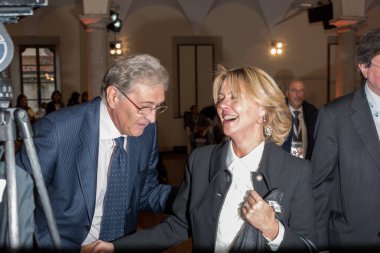 Milano, İtalya - 6 Kasım 2017 - Görüntü G7 'nin en önemli anlarından birini yakalıyor