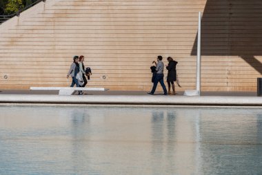 Valencia, İspanya - 23 Şubat 20189 - Valencia Sanat ve Bilim Şehri 'nin panoramik manzarası