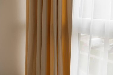 curtains in the modern interior of a new apartment in a new building