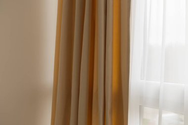 curtains in the modern interior of a new apartment in a new building