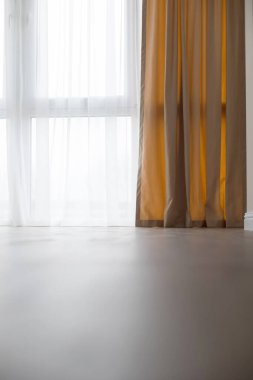 curtains in the modern interior of a new apartment in a new building
