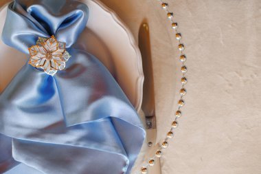 Birthday table decor. Blue glasses and napkins.