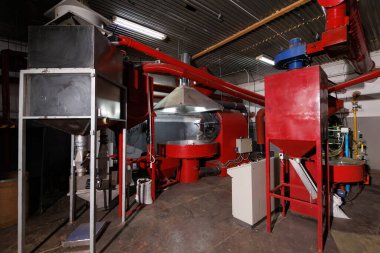 Yüksek teknolojili kırmızı ekipmanlı endüstriyel kahve kızartma seti