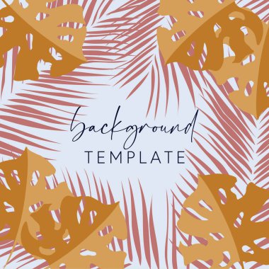 Trendy abstract square templates with tropical leaves and geometric shapes. Good for social media posts, mobile apps, banner designs and online promotions and adverts. Tropical vector background.