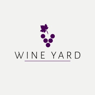 Şarap kulübü logosu tasarımı. Üzümlü logotype ve git. Basit modern logo.