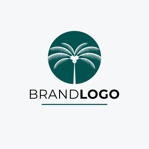 Σχεδιασμός Λογότυπου Παλάμης Κύκλο Λογότυπο Ταξιδιωτικού Εμβλήματος Πρότυπο Λογότυπου Τροπικού — Διανυσματικό Αρχείο
