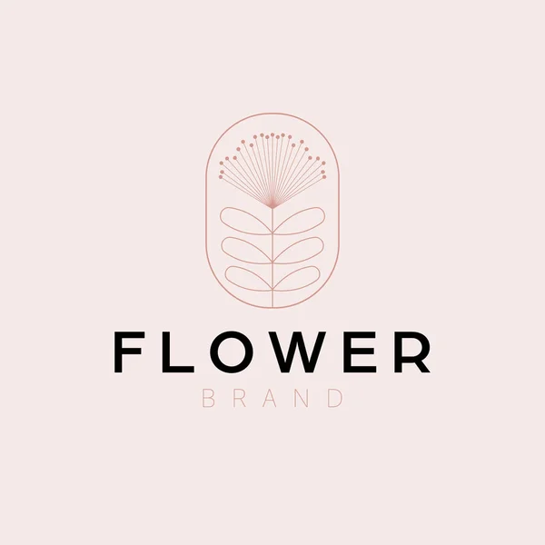 ワイルドフラワーロゴデザイン シンプルな花のロゴタイプ ハーブロゴテンプレート — ストックベクタ