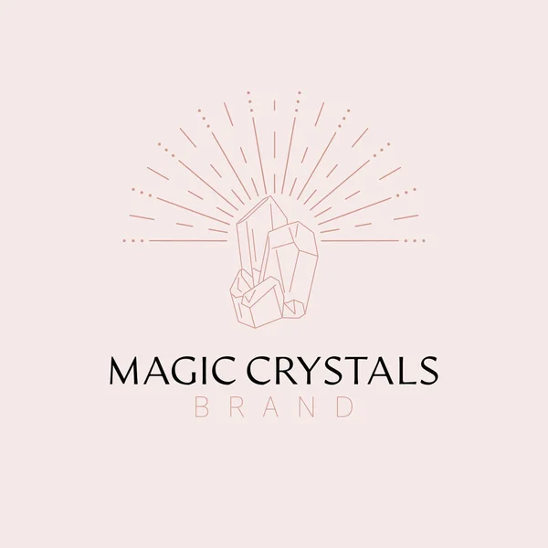 stock vector Magic Crystals logo design. Crystal and shine logotype. Bohemian brand logo template.