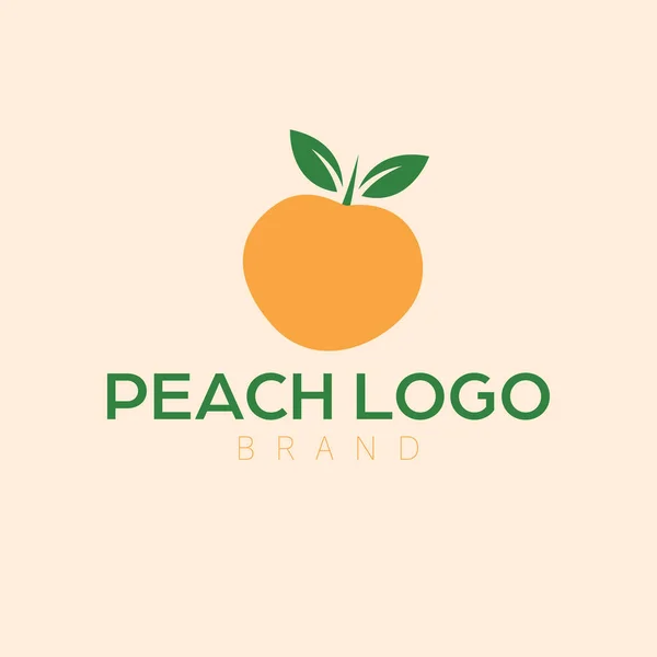Pfirsich Mit Blattlogo Fruchtlogo Eco Grapic Logo Vorlage — Stockvektor