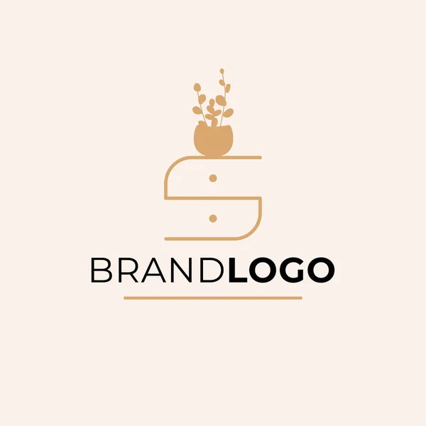Design Del Logo Del Marchio Del Negozio Mobili Letto Tavolo — Vettoriale Stock