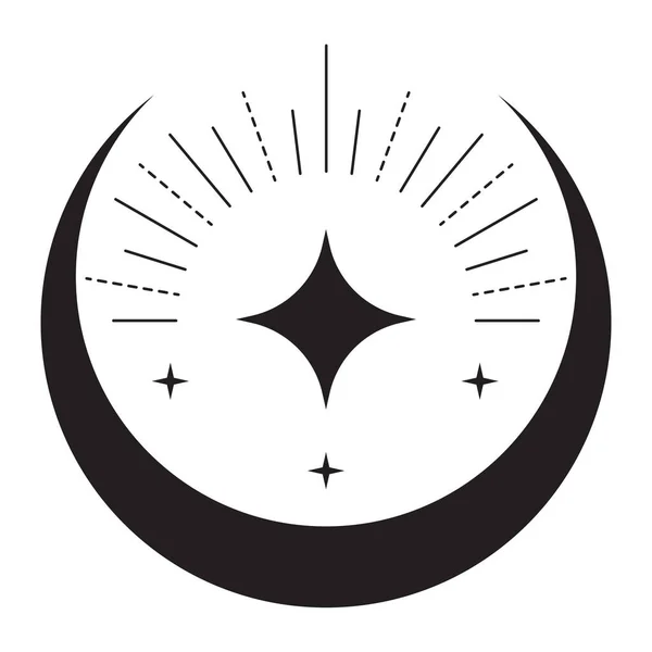 Sichel Und Sterne Vektor Icon Design Flache Ikone — Stockvektor