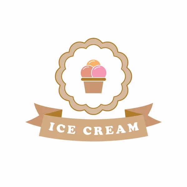 Ijs Logo Ontwerp Zoete Ijs Vintage Logotype Cupcake Logo Sjabloon — Stockvector