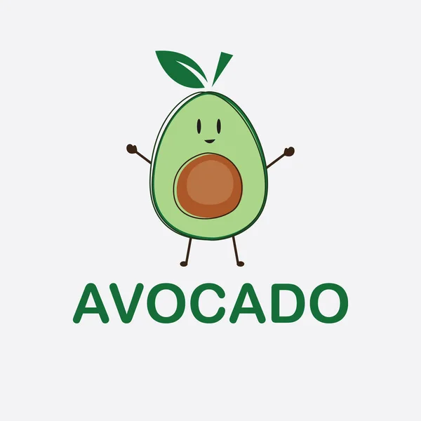 Avokado Karakter Tasarımı Kawaii Avokado Çizimi Logo Tasarım Şablonu — Stok Vektör