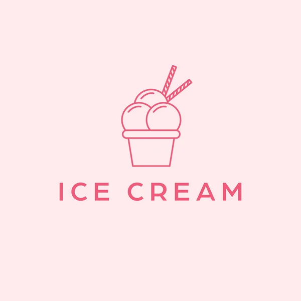 Dondurma Logosu Tasarımı Tatlı Dondurma Vintage Logotype Cupcake Logo Şablonu — Stok Vektör