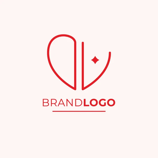 Σχεδιασμός Λογότυπου Μάρκας Και Λογότυπο Συμβόλου Καρδιάς Πρότυπο Αρχικού Λογότυπου — Διανυσματικό Αρχείο