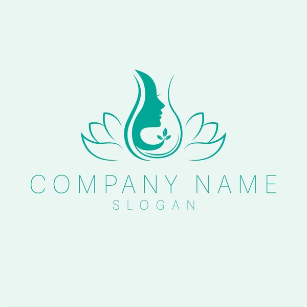 Γυναικείο Πρόσωπο Σχέδιο Λογότυπο Drop Brand Λογότυπο Λουλουδιού Πρότυπο Λογότυπου — Διανυσματικό Αρχείο