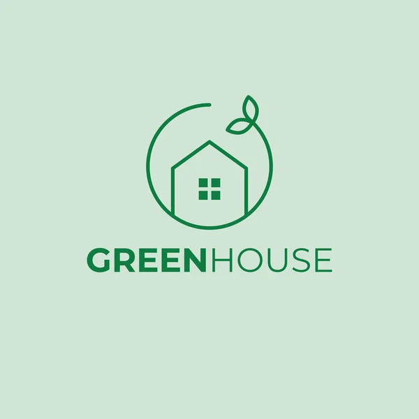 Green House Brand Logo Design House Leaves Logotype Real Estate — Stock Vector