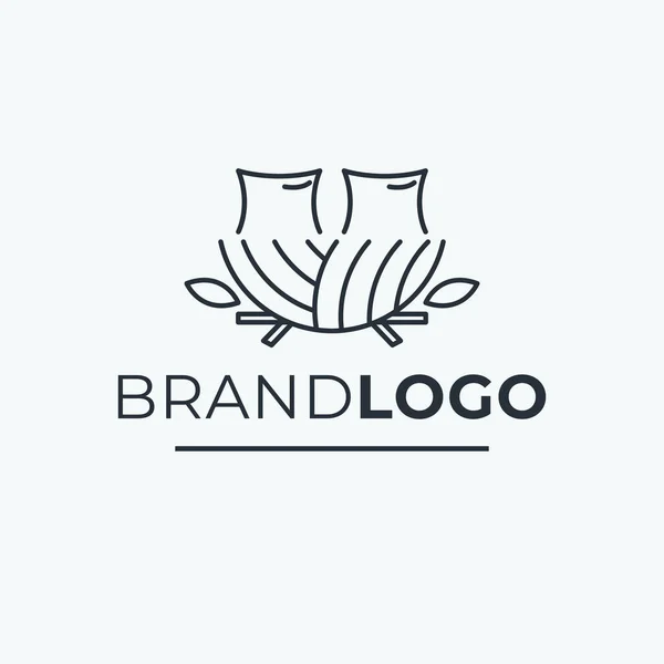 Bäddnäste Logotyp Design Kuddlogotyp Och Lämnar Logotyp Mall — Stock vektor