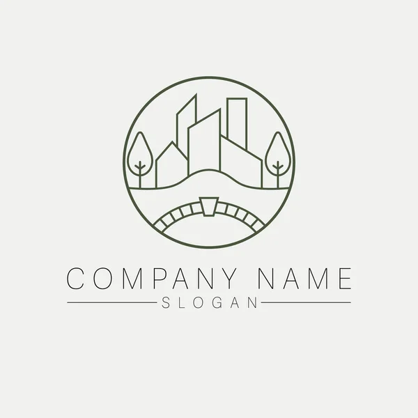 Дизайн Векторного Логотипа Компании Недвижимости Современный Логотип Моста Города Шаблон — стоковый вектор