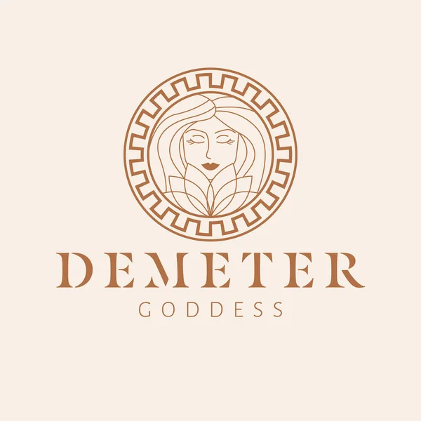 stock vector Demeter goddess logo design. Greek goddess vector logotype. Beauty and art industry logo template. Goddess of fertility, the patroness of agriculture