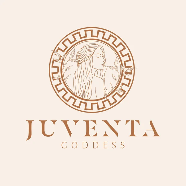 尤文塔女神标志设计 希腊女神矢量标志类型 美工行业标志模板 古罗马青年女神 — 图库矢量图片
