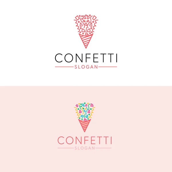 Confetti Design Logotipo Vetor Moderno Apresenta Design Logotipo Plana Loja —  Vetores de Stock