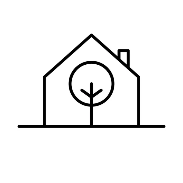 Conception Icônes Vectorielles Maison Arbre Immobilier Appartement Icône — Image vectorielle