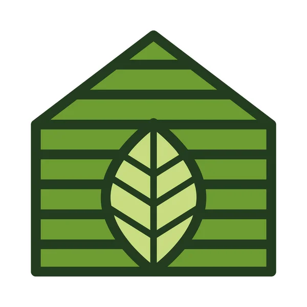 Πράσινο Σπίτι Φύλλο Διάνυσμα Εικονίδιο Σχεδιασμό Πολύχρωμο Οικολογικό Σύμβολο Εικονίδιο — Διανυσματικό Αρχείο