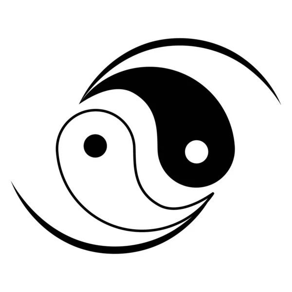 Ikona Wektora Symbolu Yin Yang Ikona Płaska — Wektor stockowy