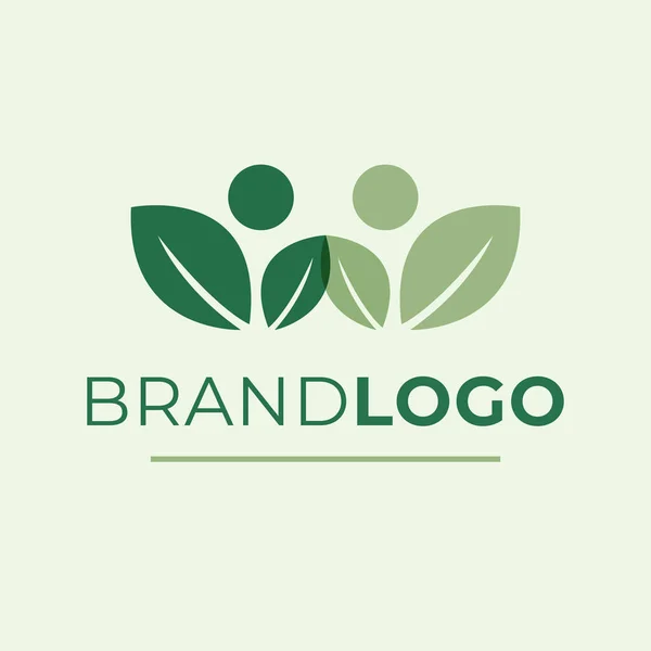 Μάρκα Λογότυπο Διάνυσμα Desgin Πράσινα Άτομα Λογότυπο Φύλλων Μοντέρνο Πρότυπο — Διανυσματικό Αρχείο