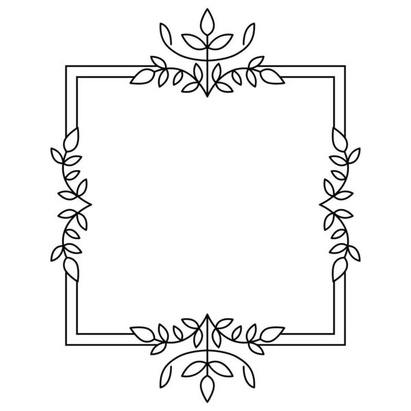 Рамка Рисунком Векторного Листа Цветочная Икона — стоковый вектор