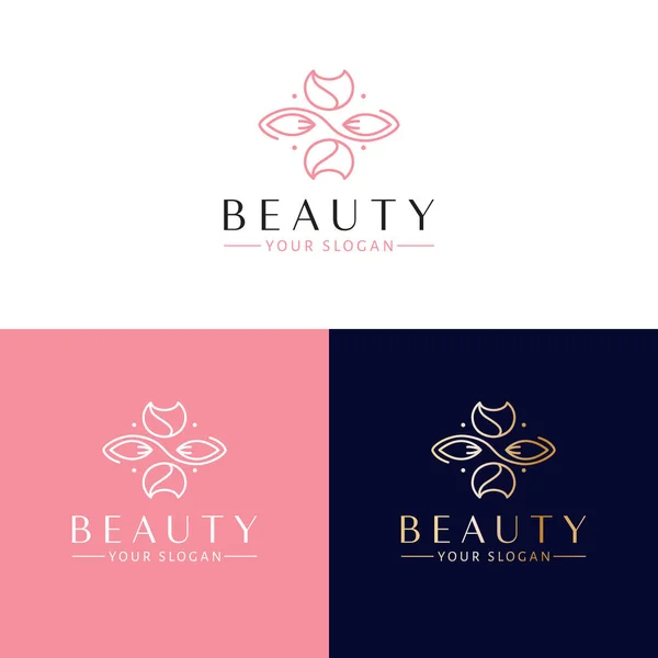 Skönhet Vektor Logotyp Design Tulpan Blommor Och Blad Emblem Mall — Stock vektor