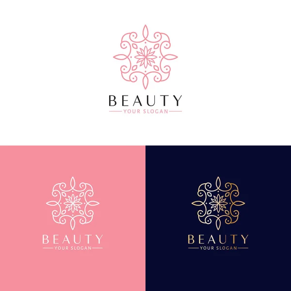 Beauty Vector Logo Ontwerp Abstract Bloemenembleem Schoonheid Cosmetica Logo Sjabloon — Stockvector