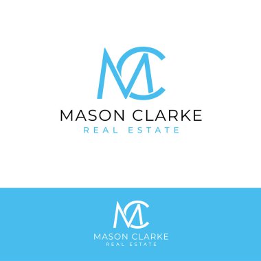 Mason Clarke emlak vektör logosu tasarımı. M ve C harfleri logoti. Baş harfler MC logo şablonu.