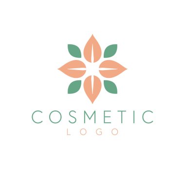 Kozmetik çiçek vektör logosu tasarımı. Basit bir çiçek logosu. Geometrik çiçek logo şablonu.