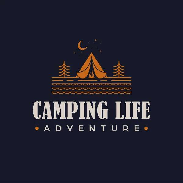 Camping Life Adventure Vector Logo Design Tent Forest Logotype Wildlife — Stock Vector