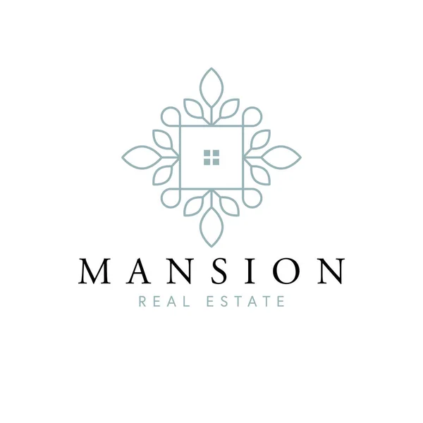 Mansion Progettazione Del Logo Vettoriale Immobiliare Simbolo Astratto Casa Logotipo — Vettoriale Stock