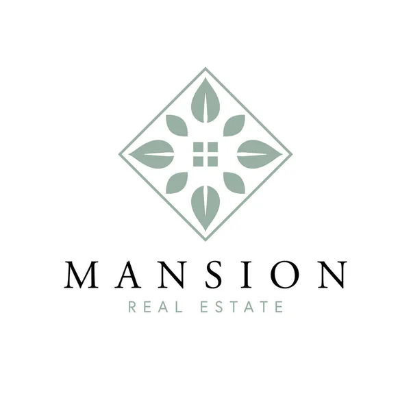 Mansion Progettazione Del Logo Vettoriale Immobiliare Simbolo Astratto Casa Logotipo — Vettoriale Stock