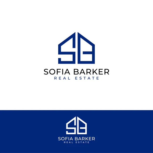 Sofia Barker Fastighetsvektor Logotyp Design Hus Och Initialer Logotyp Bokstäverna — Stock vektor