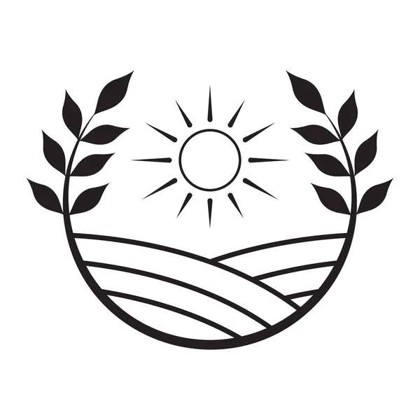 Дизайн Векторной Иконки Поля Листьев Ladscape Простой Плоский Значок — стоковый вектор