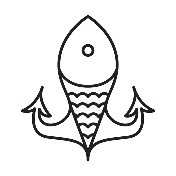 Návrh Vektorové Ikony Ryb Kotev Mořský Život Plochá Ikona — Stockový vektor