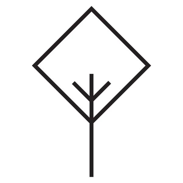 幾何学的なツリーベクトルアイコンのデザイン 正方形の木のフラットアイコン — ストックベクタ