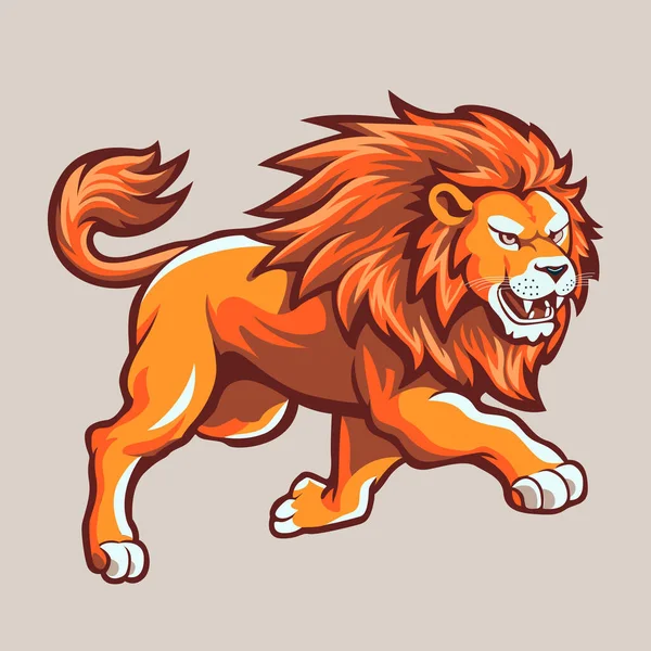 Běžící Lví Ilustrace Divoké Zvíře Kreslený Vektor Design — Stockový vektor