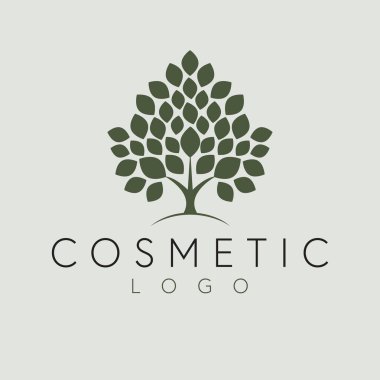 Kozmetik logo vektör logosu tasarımı. Geometrik ağaç logosu. Soyut doğa logo şablonu.