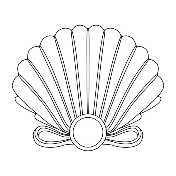 Seashell Pearl Vector Icona Design Marine Shell Icona Piatta — Vettoriale Stock