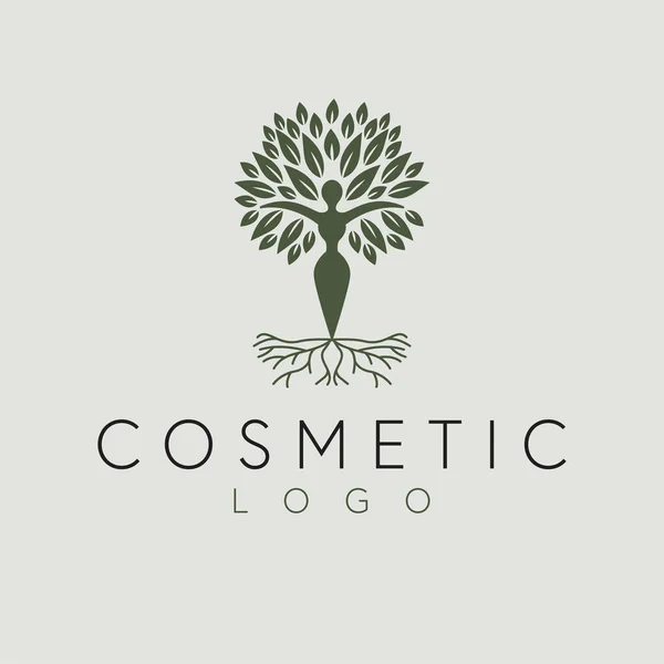 Косметичний Векторний Дизайн Логотипу Жінка Логотип Дерева Шаблон Логотипу Абстрактного — стоковий вектор