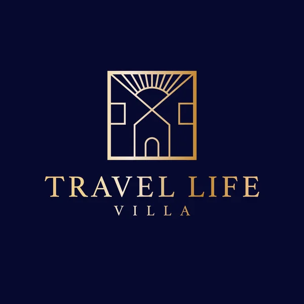 Vita Viaggio Villa Vettoriale Logo Design Case Logotipo Solare Modello — Vettoriale Stock