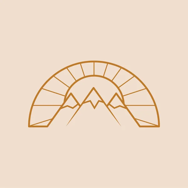 Mountain Sun Bohemian Vector Logo Design Geometric Concept Flat Icon — Stock Vector